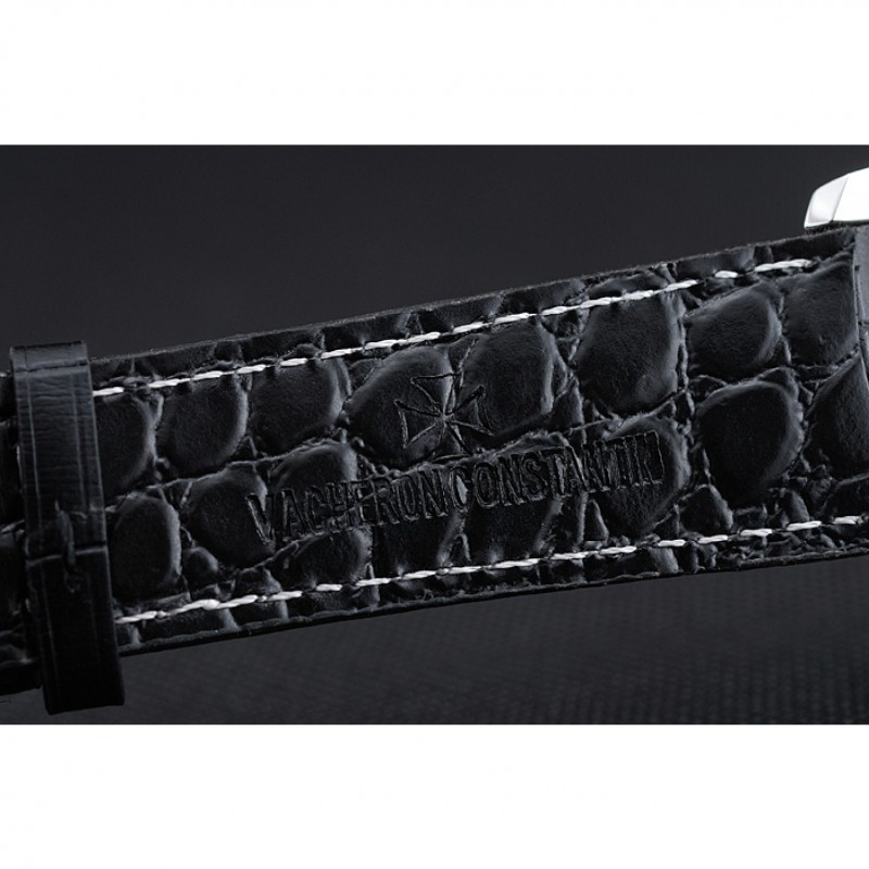 Swiss Vacheron Constantin Patrimony Grey Dial Silver Case Black Leather Bracelet 1454160 Replica Watches