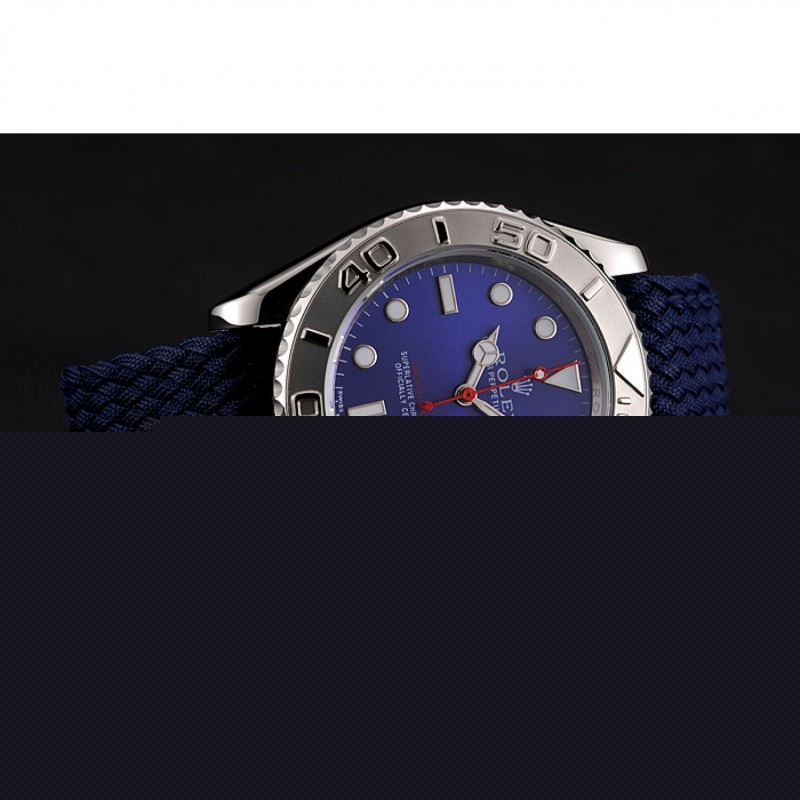 Rolex Yacht Master Blue Dial Blue Fabric Bracelet 1453868 Replica Watches